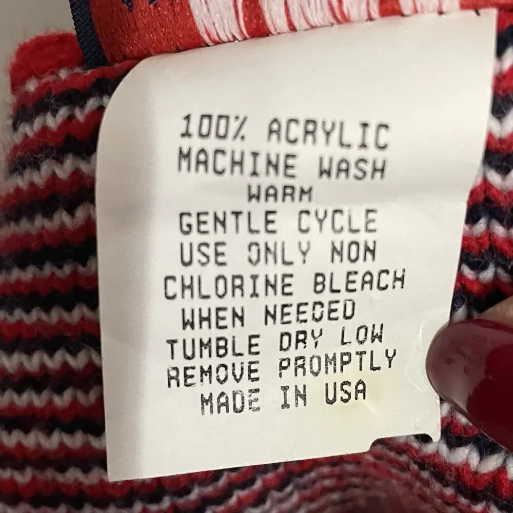 Vintage Knitmakers USA United States of America Patriotic Knit Scarf 8 X 84